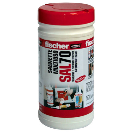 Fischer - Salviette lavamani in tessuto-non tessuto imbevute di una soluzione detergente composta da tensioattivi di origine vegetale e un agente antibatterico - Confezione da 80 salviette