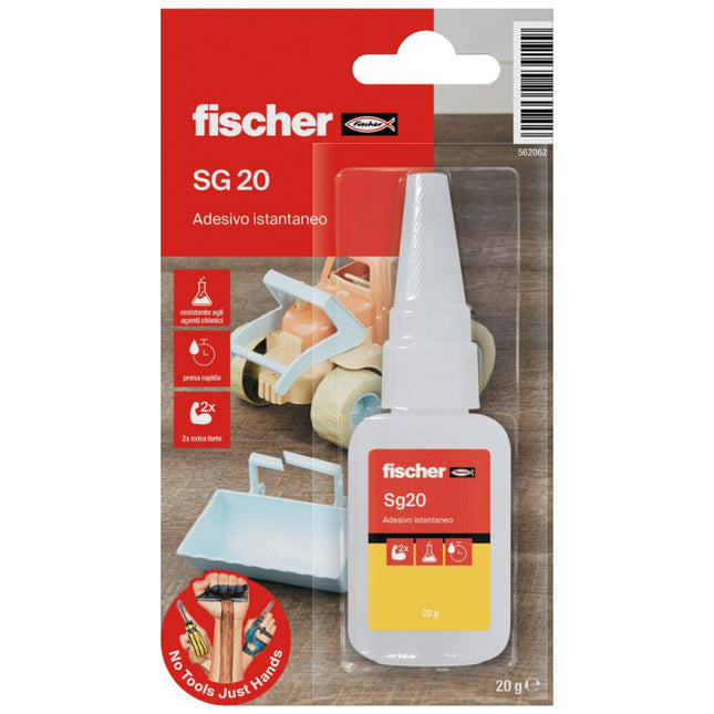 Fischer - Adesivo Istantaneo 20 ml Liquido e Trasparente a base di cianoacrilato