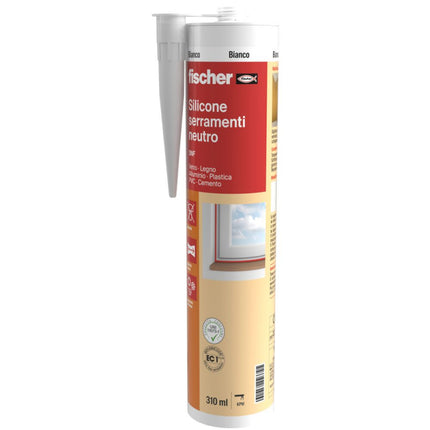 Fischer - Silicone neutro a base alcoxi 310 ml e a basso modulo per serramenti - Colore: Grigio