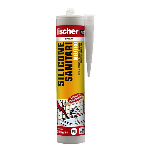 Fischer - Silicone Neutro 310 ml A Base Alcolica  Per L'Impiego In Ambienti Sanitari - Trasparente