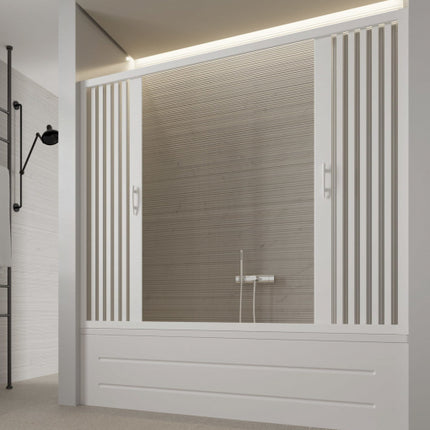 Forte - Box Vasca Sirio 170-140 - Parete/Parete - Soffietto Apertura Centrale A Due Porte - Altezza 153 Cm - Serie Colibri - Articolo: Bp221