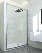 Forte - Porta/box scorrevole - Completa di profilo per nicchia - Profili cromo - Vetro/cristallo 6 mm trasparente - Modello: Kuadro 115/120 CM - VETRO TRASPARENTE 6 MM - APERTURA 48 CM