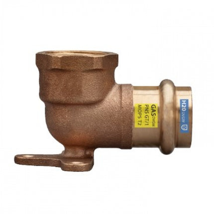 Raccordo curvo/gomito femmina 1/2" ø15 con base bronzo rame pressfitting certificato acqua e gas