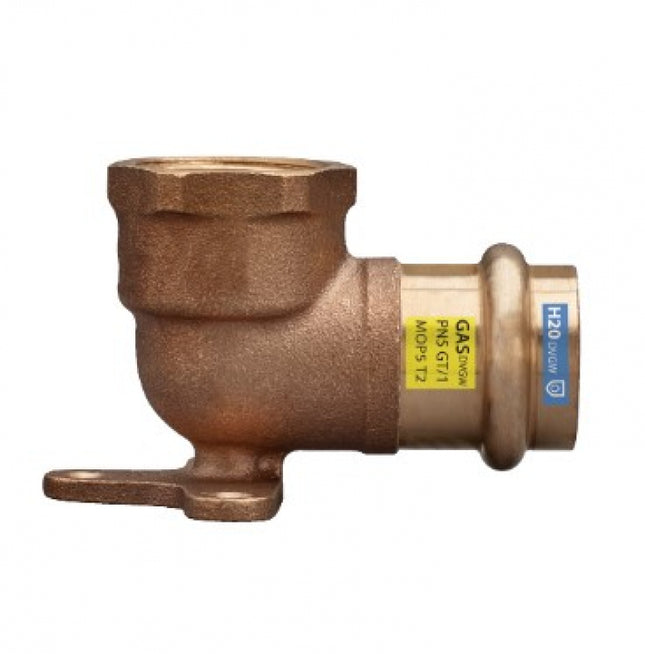 Raccordo curvo/gomito femmina 3/4" ø22 con base bronzo rame pressfitting certificato acqua e gas