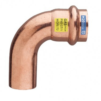 Curva 90° Maschio-Femmina ø28 Rame Pressfitting certificato acqua e gas