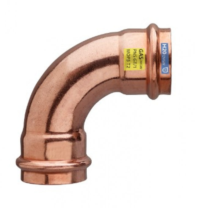 Curva 90° Femmina-Femmina ø22 Rame Pressfitting certificato acqua e gas