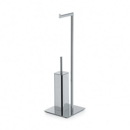 Gedy - Piantana con porta rotolo e porta scopino WC cromato