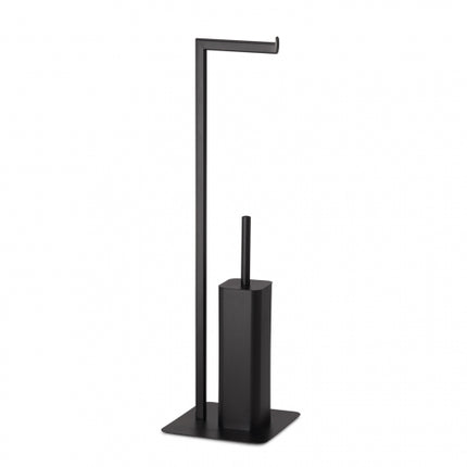 Gedy - Piantana con Porta Rotolo E Porta Scopino WC Nero Matt - Modello: Felix