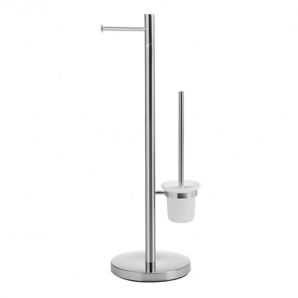 Gedy - Piantana con porta rotolo e porta scopino WC cromato - Modello: Tracy