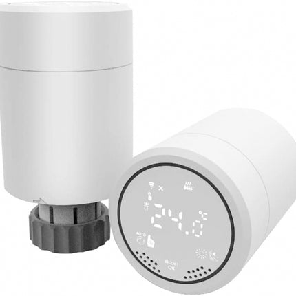 Testina termostatica universale con wi-fi incluso con raccordo in metallo e adattori in pvc (funzionalità con wifi solo abbinata ad un gateway)