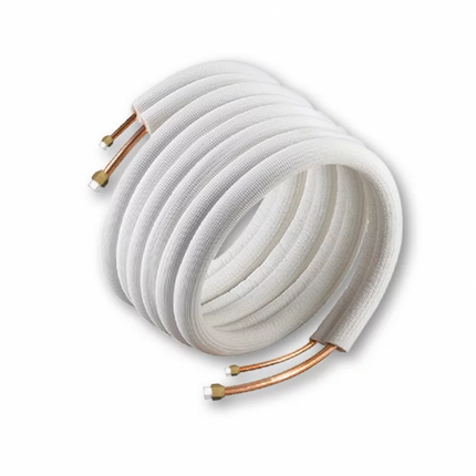 Tubo rame condizionamento doppio 6.35 (1/4") x 9.53 (3/8") - Spessore 0,8 mm Rotolo 3 Metri con cartella finale