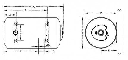 Isea - Scaldabagno elettrico orizzontale 120 litri flangiato versione sinistra - Garanzia 2 anni - Modello: Swing