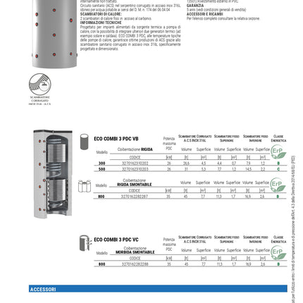 Cordivari - Termoaccumulatore/Bollitore Di Acqua Tecnica 500 L Per Pompe Di Calore Con Scambiatore Corrugato In Acciaio Inox Per Acqua Calda Sanitaria e 2 Scambiatori Fissi
