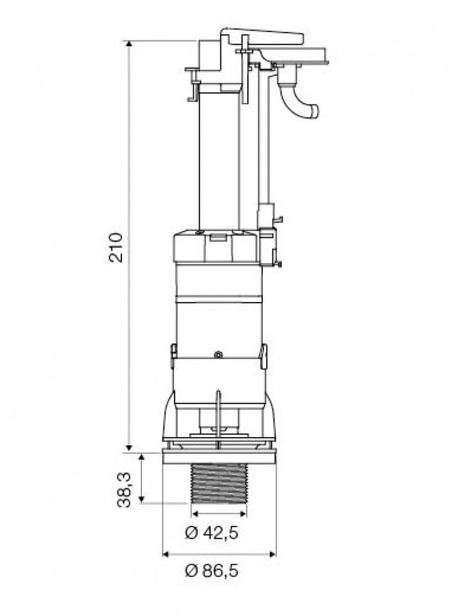 Batteria meccanismo universale per cassette alte senza pulsante - Modello: Oli Replace