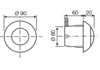 Oli - Pulsante remoto ad azionamento pneumatico in abs montaggio ad incasso - Colore: Cromo lucido