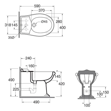 AZZURRA - Bidet a terra filo muro bco Jubilaeum
