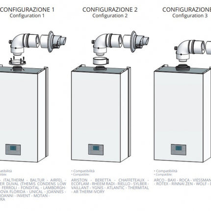 Stabile - Kit scarico fumi coassiale pps ø60/100 compatibile con 36 marchi diversi di caldaie a condensazione (vedi scheda tecnica)