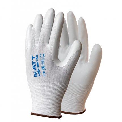 Guanto in nylon bianco calibro 13 aghi, palmo rivestito in nitrile con finitura liscia opaca - Taglia: 8/M