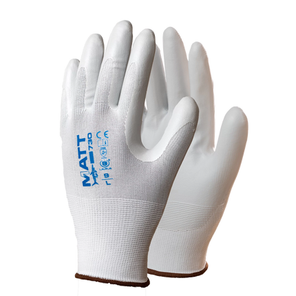 Guanto in nylon bianco calibro 13 aghi, palmo rivestito in nitrile con finitura liscia opaca - Taglia: 9/L