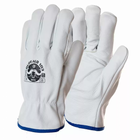 Guanto in pelle bianca fiore di bufalo con grado A e dorso orlato - Taglia 9/L