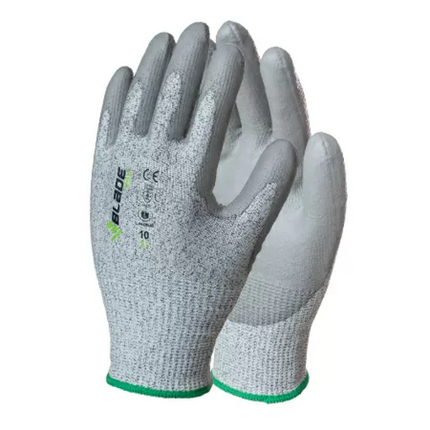 Guanto in nylon calibro 15 gauge, fibra di vetro e spandex, super elastico e rivestito sul palmo in poliuretano grigio - Taglia 9/L