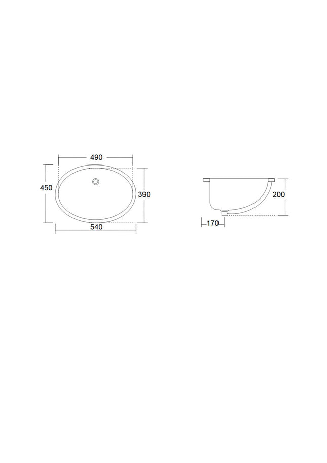 Lavabo Da Incasso Sottopiano 58X42 Porcellana