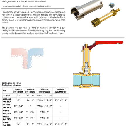 Tiemme - Prolunga Leva Per Valvole A Sfera (vedi scheda tecnica)