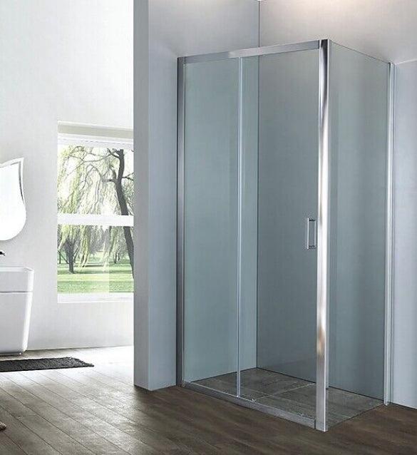 Parete fissa profilo cromo - Abbinabile a 2 lati componibili (codice BOXSTE) oppure a una porta scorrevole (codice BOXSTEPS) - Misura: 68/70 cm - Vetro Stampato C - Altezza 195 cm