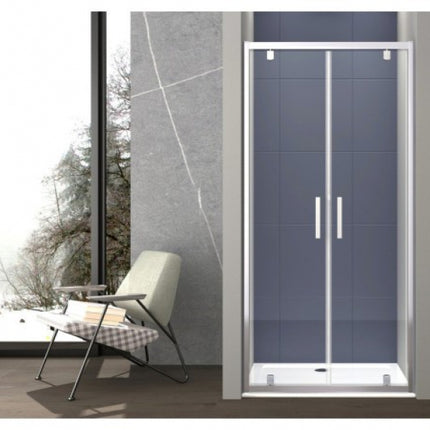 Box doccia apertura doppio battente stile Saloon - Vetro trasparente 6 mm - Misura: 115/120 cm - Modello: Capri