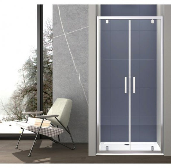 Box doccia apertura doppio battente stile Saloon - Vetro trasparente 6 mm - Misura: 115/120 cm - Modello: Capri