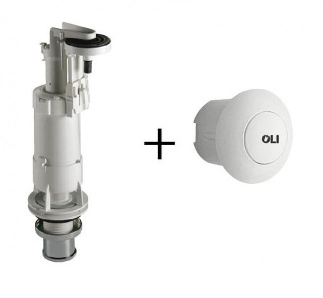 Batteria meccanismo universale per cassette alte con pulsante in abs ad incasso bianco - Modello: Oli Deluxe