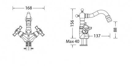 Eurorama - Monoforo Bidet Con Piletta A Saltello 1"1/4 - Serie: Orientes - Colore: Cromato