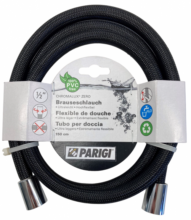 Neoperl/Parigi - Flessibile doccia 150 cm Chromalux Zero pvc free - Colore: Nero