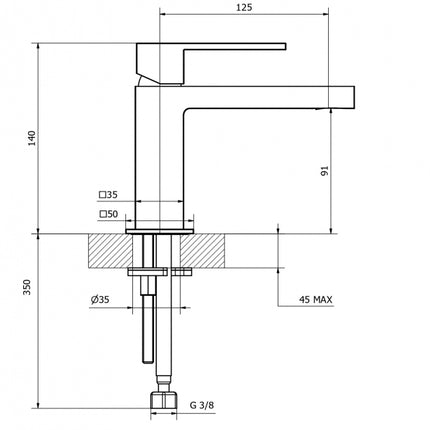 Teorema - Miscelatore Lavabo cromato - Serie Pillar