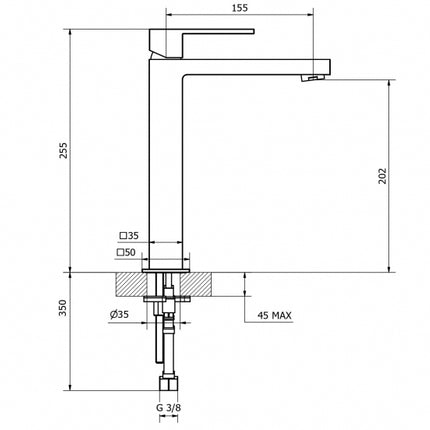 Teorema - Miscelatore lavabo alto con scarico click-clack cromato - Serie: Pillar