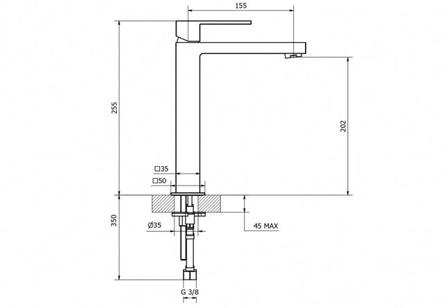 Teorema - Miscelatore lavabo alto con scarico click-clack cromato - Serie: Pillar
