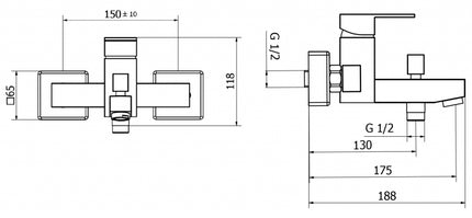 Teorema - Miscelatore Vasca completo di doccetta flessibile e applique serie Pillar