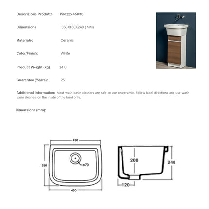 Pilozzo in Porcellana 45×35×24 CM (L×P×H)
