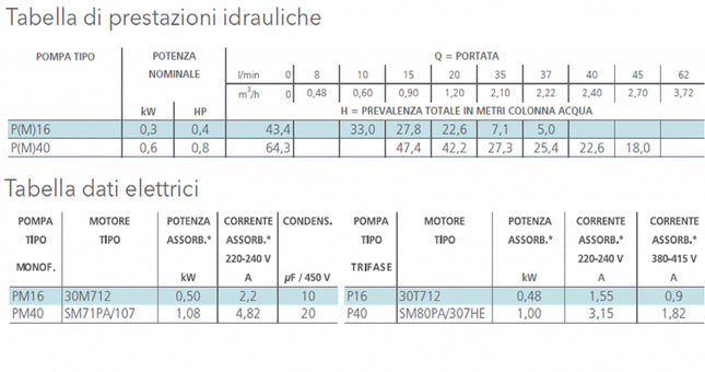 Lowara - Elettropompa Periferica 0.40 Hp - Modello: Pm16/A