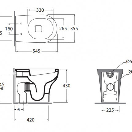 Azzurra - Vaso Traslato Filo Parete Porcellana Bianco - Serie: Pratica (Senza Coprivaso)