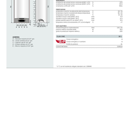 ARISTON - Caldaia murale a condensazione 30 Kw con wifi integrato e con funzione auto senza kit fumi - Serie: Clas one L Wifi