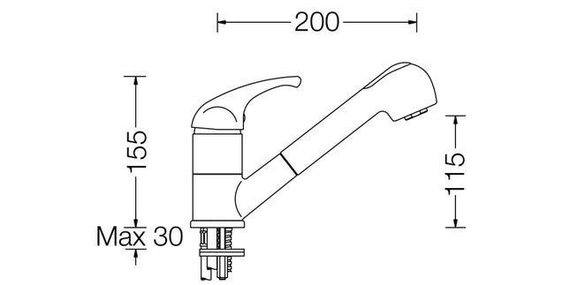 Eurorama - Miscelatore Lavello Doccetta Estraibile Cromato - Serie: Reve