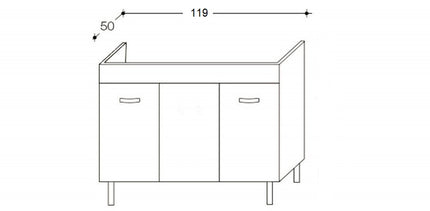 Mobile Sottolavello Cucina Da 119 Cm Solo Per Lavello In Ceramica Da Appoggio - Colore: Teak (Solo Mobile)