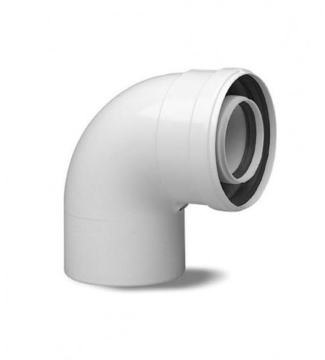 Curva Coassiale 90° ø60/100 in alluminio maschio-femmina per caldaia convenzionale (no condensazione)