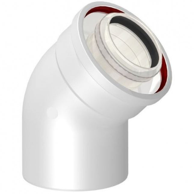 Curva 45° ø60/100 coassiale in PPS maschio-femmina per caldaia a condensazione