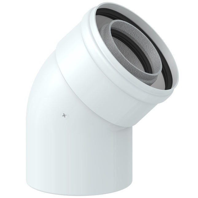 Curva Coassiale 45° ø60/100 Alluminio maschio-femmina