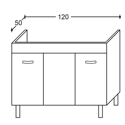Mobile Sottolavello Cucina Da 120 Cm Solo Per Lavello In Acciaio Inox Da Appoggio - Colore: Teak (Solo Mobile)