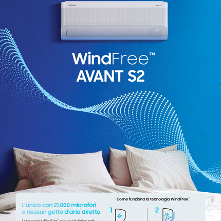 Samsung - Climatizzatore monosplit inverter 7.000 Btu gas R32 con Wi-fi incluso - Modello: WindFree Avanti S2
