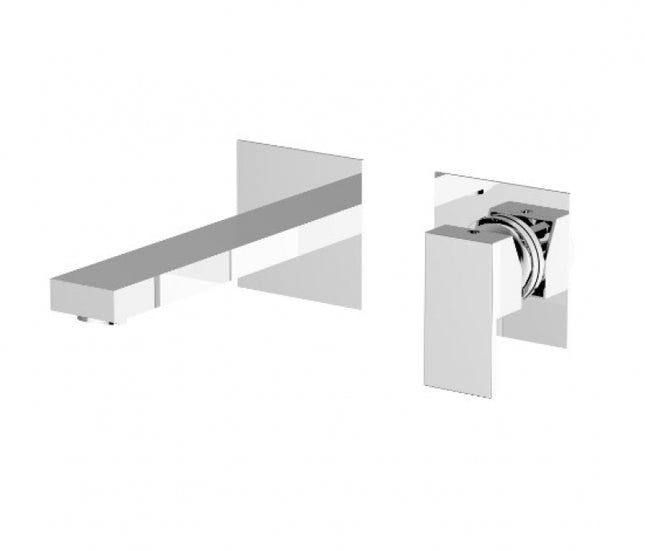 Teorema - Batteria lavabo incasso con scarico click clack cromato serie Pillar