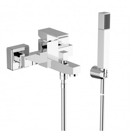 Teorema - Miscelatore Vasca completo di doccetta flessibile e applique serie Pillar